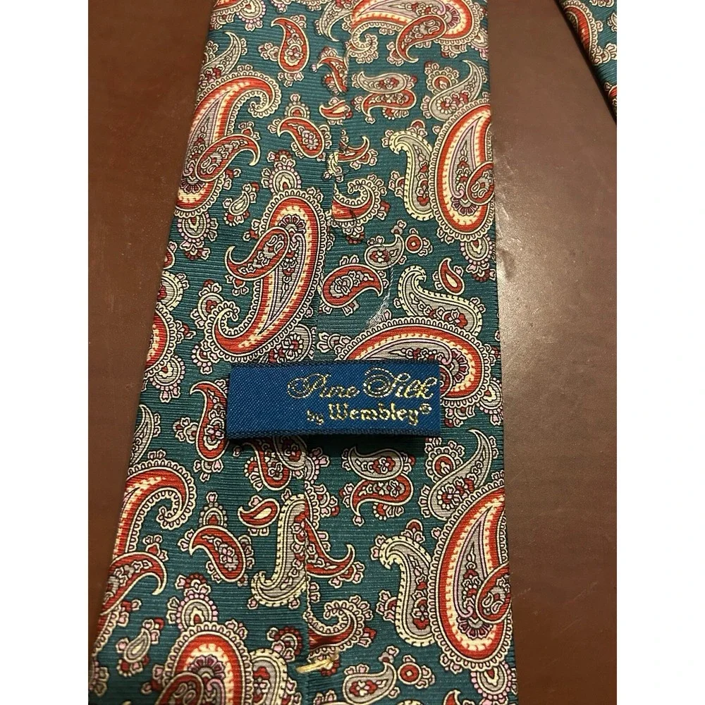 Pure Silk By Wembley Men's‎ Multicolor 100% Silk Tie Paisley Necktie